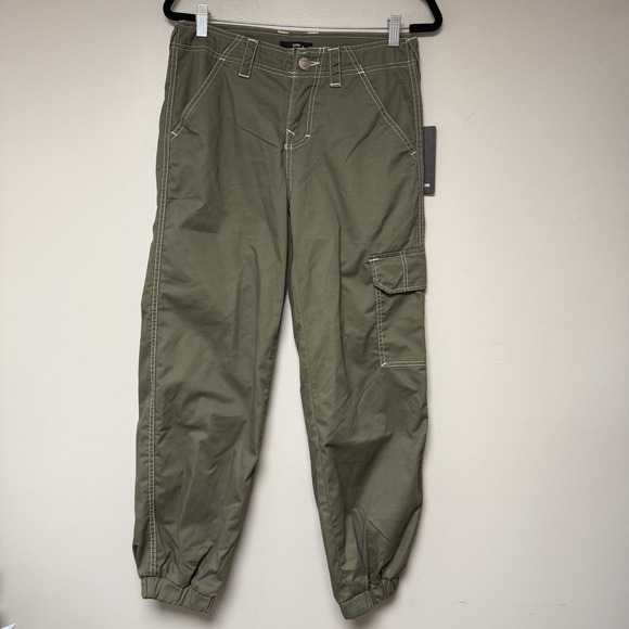True Religion Pants - True Religion Bobbi Baggy Cargo Joggers Women 26 Green Contrast Stitch 600321R4